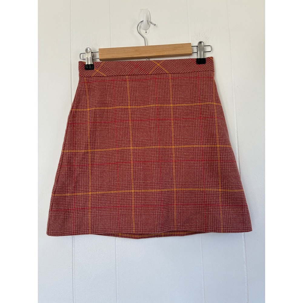 NWT Beaufort & Blake Red Plaid Houndstooth Cotton Mini Skirt Preppy Collegiate 6
